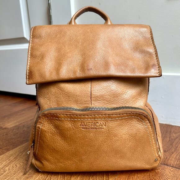 American Leather Co Liberty Tan Backpack Purse Small - Picture 1 of 12